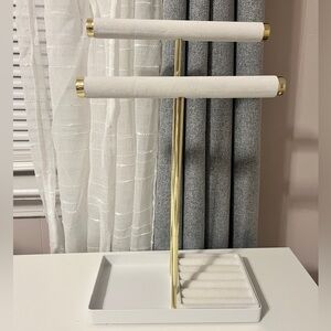Gold and White Jewelry Stand